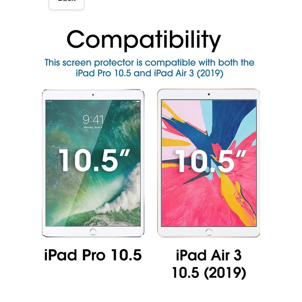 amFilm Tempered Glass Screen Protector iPad Air 3 10.5” iPad Pro 10.5” (2 Pack)